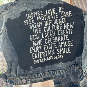 Inspirational Denim Jacket with Text